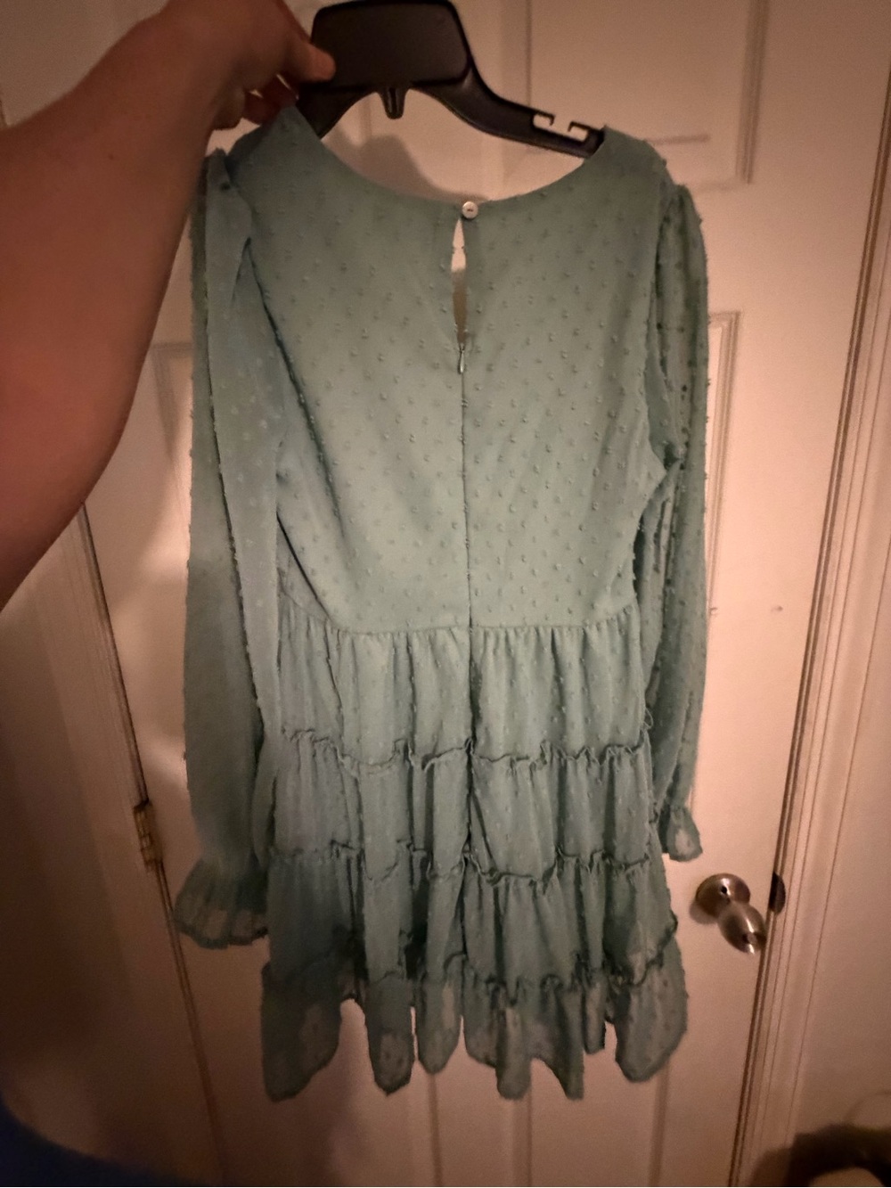 Altar'd State Girls' Mint Blue Swiss Dot Ruffle Tiered Dress Top